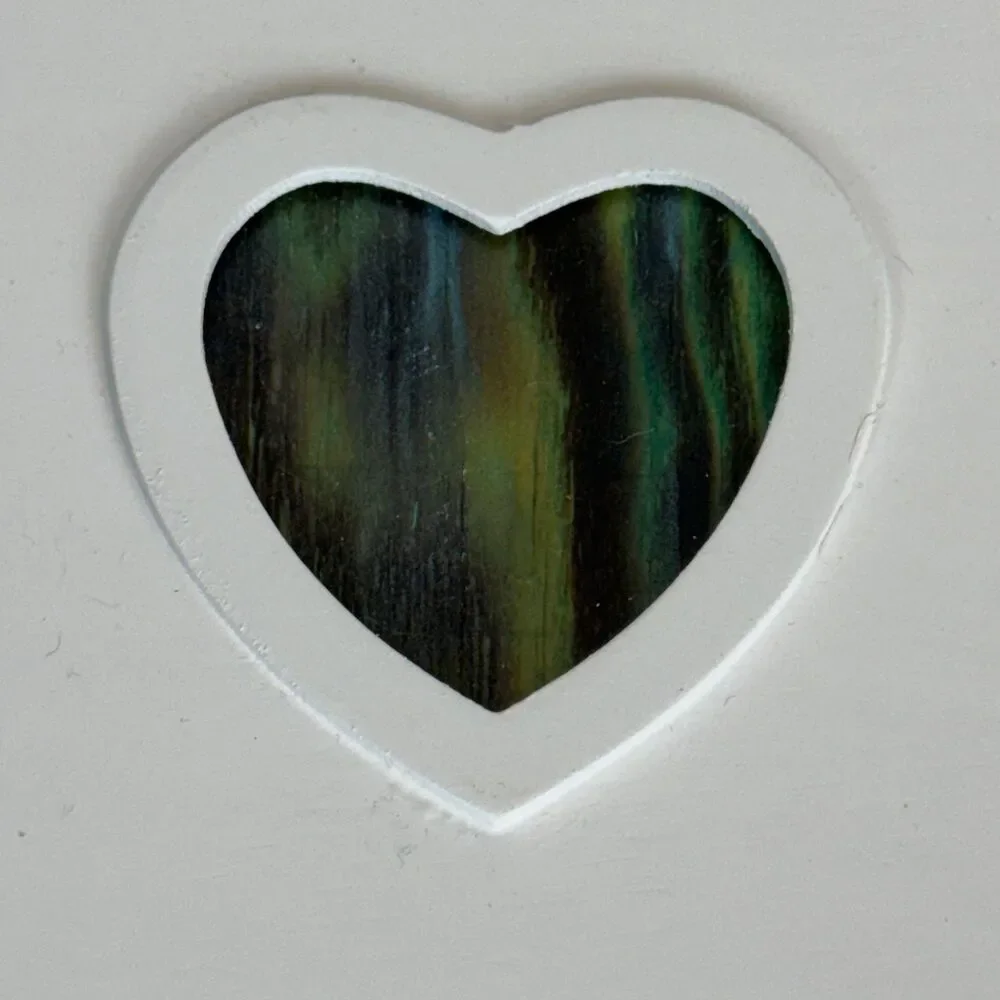 Hand-painted Wood-burned Heart White Jewelry Keepsake Box 8.5x6.5x4.5 White